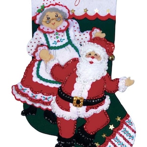 DIY Design Works Dancing Claus Santa Mrs Christmas Felt Stocking Kit
