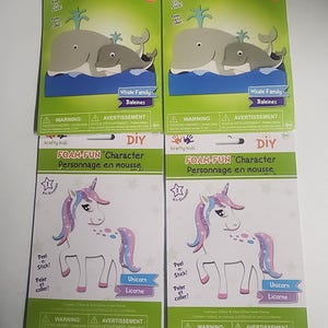 DIY Unicorn Whale Kids Foam Art Craft Kit Bundle Lot