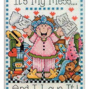 Kit de punto de cruz contado &quot;My Mess&quot; de 5 x 7 pulgadas