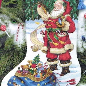 DIY Dimension Checking His List Santa Counted Cross Stitch Stocking Kit 8645