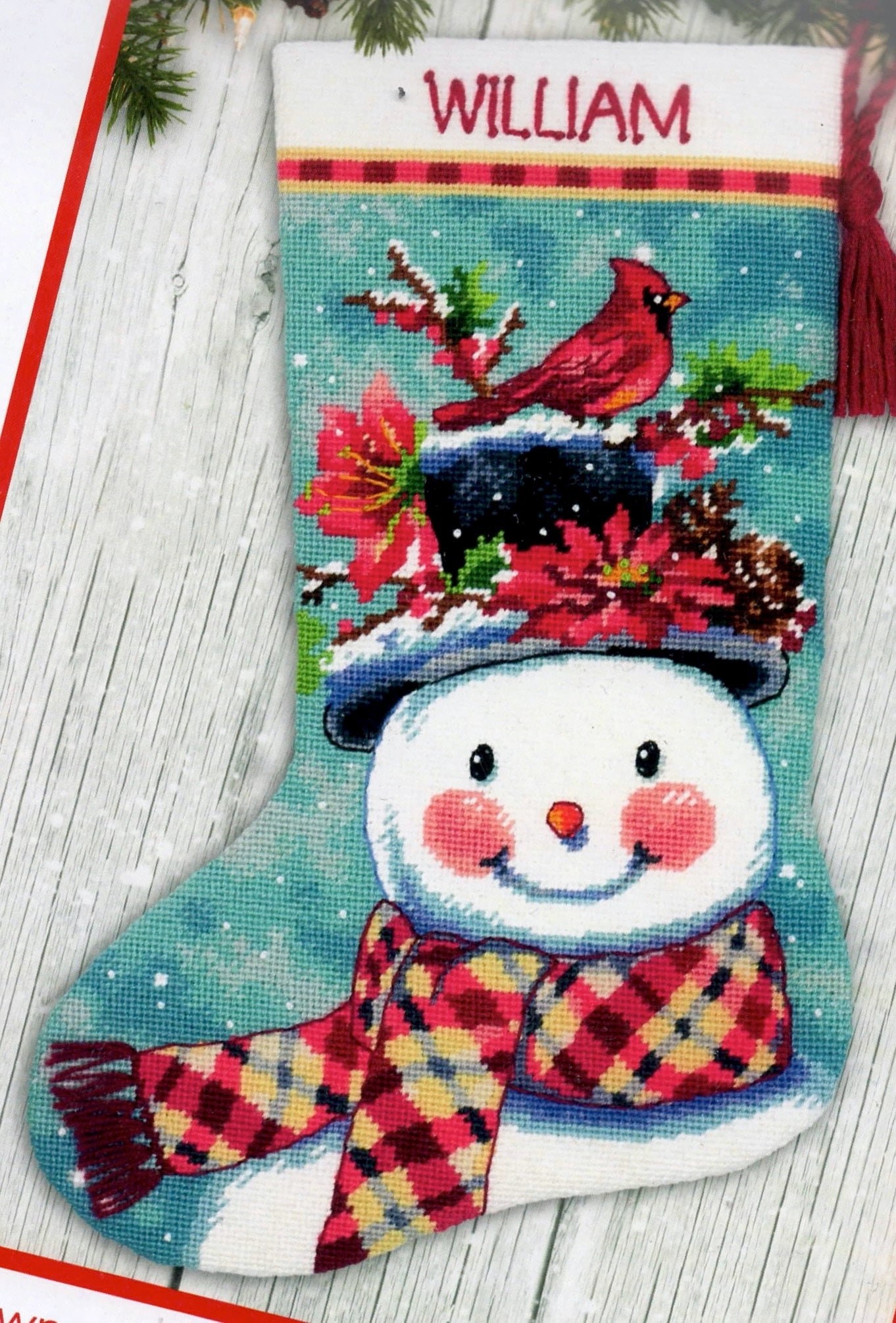 DIY Dimensions Seasonal Snowman Christmas Needlepoint Stocking Kit