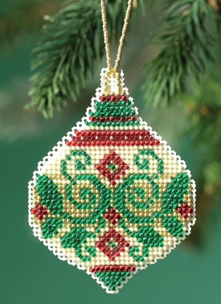 DIY Mill Hill Emerald Flourish Christmas Holiday Bead Cross Stitch Ornament  Kit 
