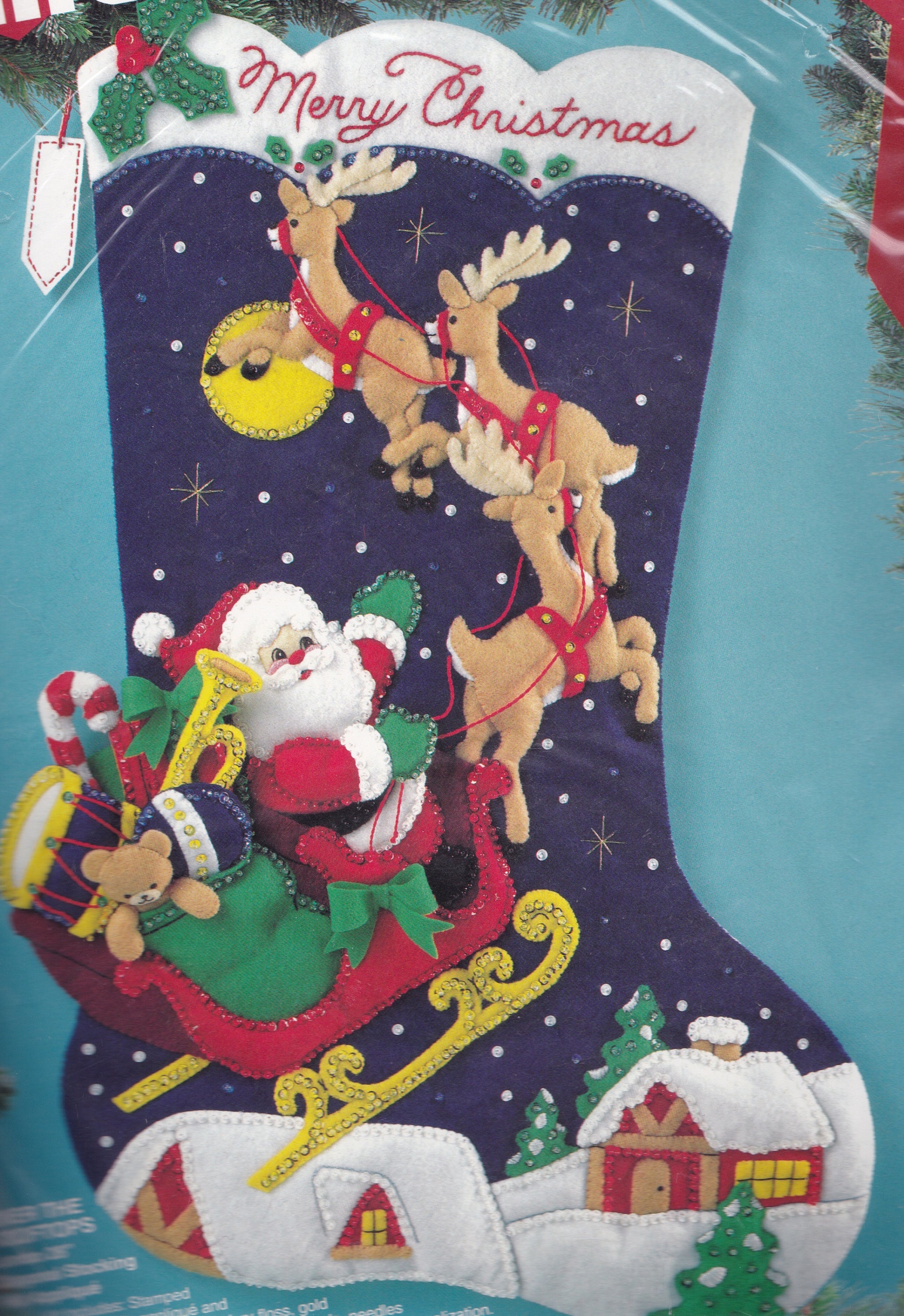 DIY Bucilla Night Before Christmas Santa Christmas Felt Stocking Kit 89258E  
