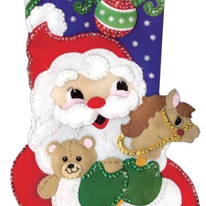 DIY Design Works Santa with Toys Horse Holiday Christmas Felt Stocking Kit 5253