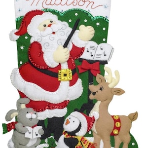 DIY Bucilla Santas Choir Practice Penguin Christmas Felt Stocking Kit