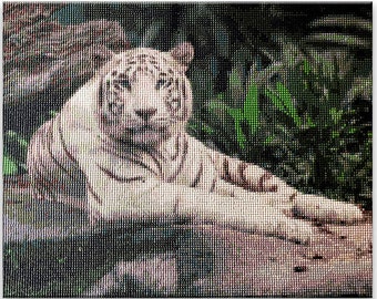DIY Diamond Painting White Tiger Facet Art Bead Picture Kit