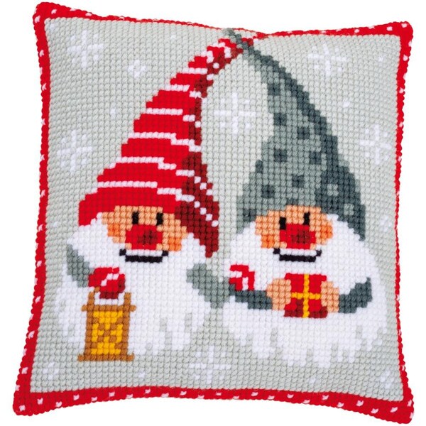 DIY Vervaco Christmas Gnomes Elves Chunky Needlepoint Cushion Pillow Top Kit 16"