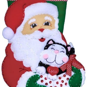 DIY Design Works Santa & Kitten Cat Christmas Eve Holiday Felt Stocking Kit 5096