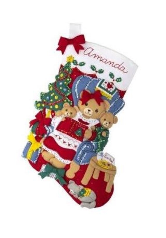 Bucilla Bear Family Christmas Felt Applique Stocking Kit