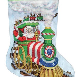 DIY Design Works Santas Train Christmas Counted Cross Stitch Stocking Kit 5997
