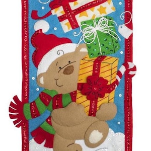 DIY Bucilla Bearing Gifts Bear Christmas Holiday Felt Wall Hanging Kit
