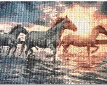 DIY Diamond Painting Horses Facet Art Bead Picture Kit