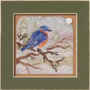 DIY Mill Hill Snowy Bluebird Christmas Counted Cross Stitch Kit