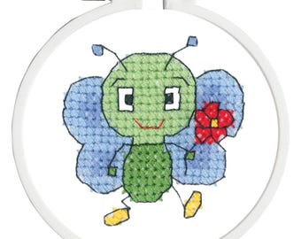 Kit de point de croix estampé pour débutants Janlynn Bug & Flower pour enfants