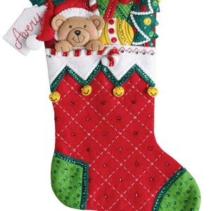 DIY Bucilla Holiday Teddy Christmas Felt Stocking Kit 86815E