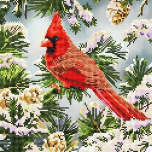 DIY Diamond Dotz Glück Kardinal Winter Vogel Kit 14x18