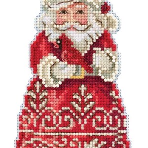 DIY Mill Hill Santa Cardinal Jim Shore Christmas Bead Cross Stitch Ornament Kit