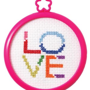 DIY Bucilla Love Colorful Kids Beginner Counted Cross Stitch Kit