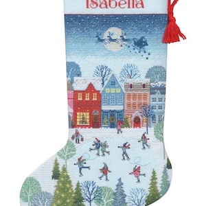 DIY Dimensions Skating Christmas Counted Cross Stitch Stocking Kit 09602