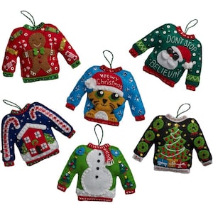 DIY Bucilla Ugly Sweaters Christmas Party Felt Ornament Kit