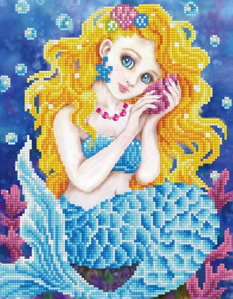5D Diamond Painting Kit Completo, Sirena colori Pittura Diamante Fai Da Te, Disegni con Perline da Attaccare Diamant Painting Grandi Dimensioni, Pittura Diamante Decorazione Parete Casa(55x110cm)-t33