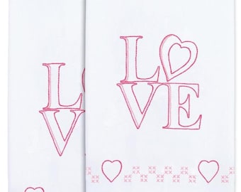 DIY Jack Dempsey Love Heart Valentine Stamped Cross Stitch Hand Towel Kit