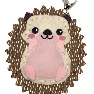 DIY Sew Cute Hedgehog Kids Beginner Felt Backpack Clip Sewing Kit