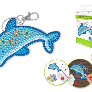 DIY Krafty Kids Delphin Diamant Kunst Schlüsselanhänger Facet Bead Craft Kit