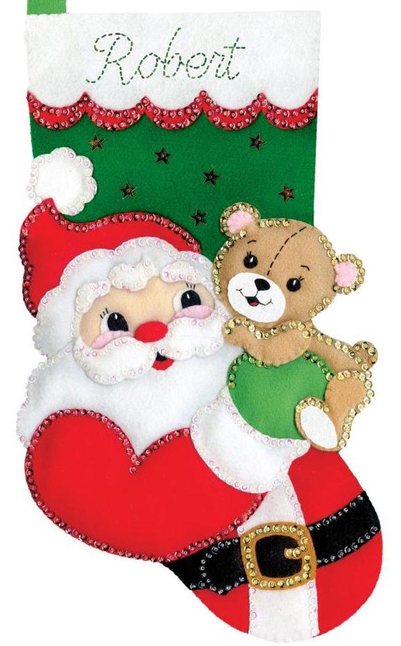 Design Works Santa /& Teddy Bear Holiday Christmas Eve Felt Stocking Kit 5264