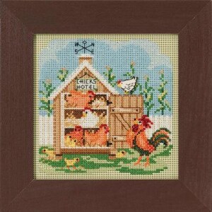 DIY Mill Hill Chicks Hotel Chickens Spring Button Bead Cross Stitch Picture Kit