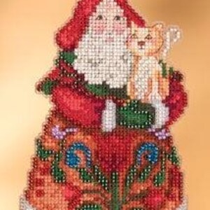 DIY Mill Hill Perfect Christmas Santa Cat Christmas Counted Cross Stitch Kit
