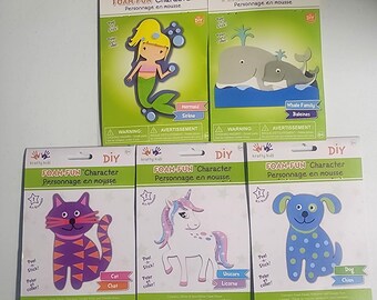 DIY Unicorn Cat Dog Whale Mermaid Kids Foam Art Craft Kit Bundle Lot