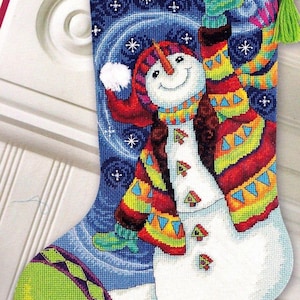 DIY Dimensions Happy Snowman Whimsical Christmas Needlepoint Stocking Kit 09143