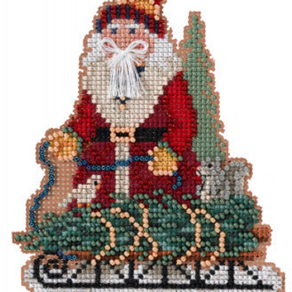 DIY Mill Hill Norway Spruce Santa Christmas Counted Cross Stitch Picture Kit