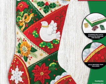 Traditional Elegance Felt Stocking KIT ONLY Bucilla Retired