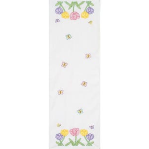 DIY Jack Dempsey Beautiful Blooms Flower Stamped Embroidery Table Runner Kit