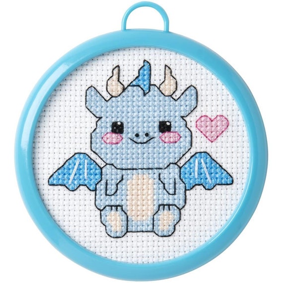 DIY Bucilla Dragon Baby Kids Beginner 1st Stitch Counted Cross Stitch Kit 