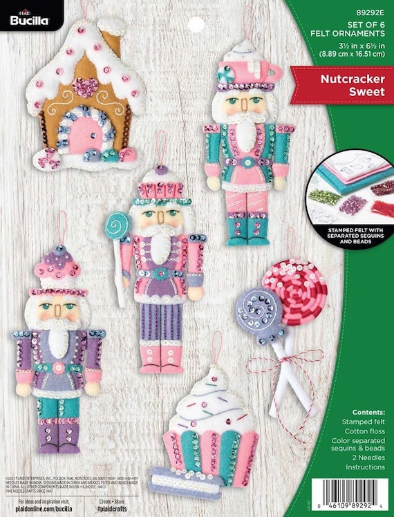 DIY Bucilla Nutcracker Sweet Candy Christmas Holiday Felt Ornament Kit  89292E 