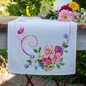DMG DIY Vervaco Classic Flower Spring Counted Cross Stitch Table Runner Kit
