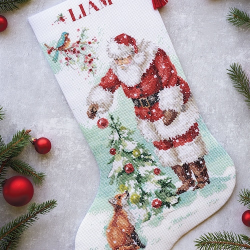 Christmas Stocking Cross Stitch Pattern Colorful Art DIY Etsy