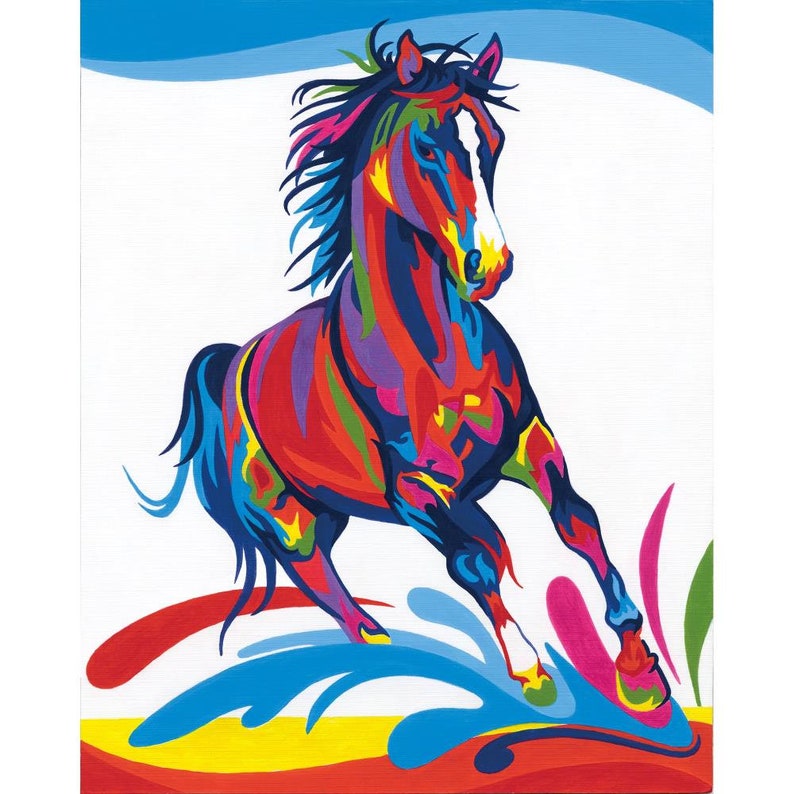DIY Paint Works Colorful Horse Kids Paint by Number Craft Kit image 1