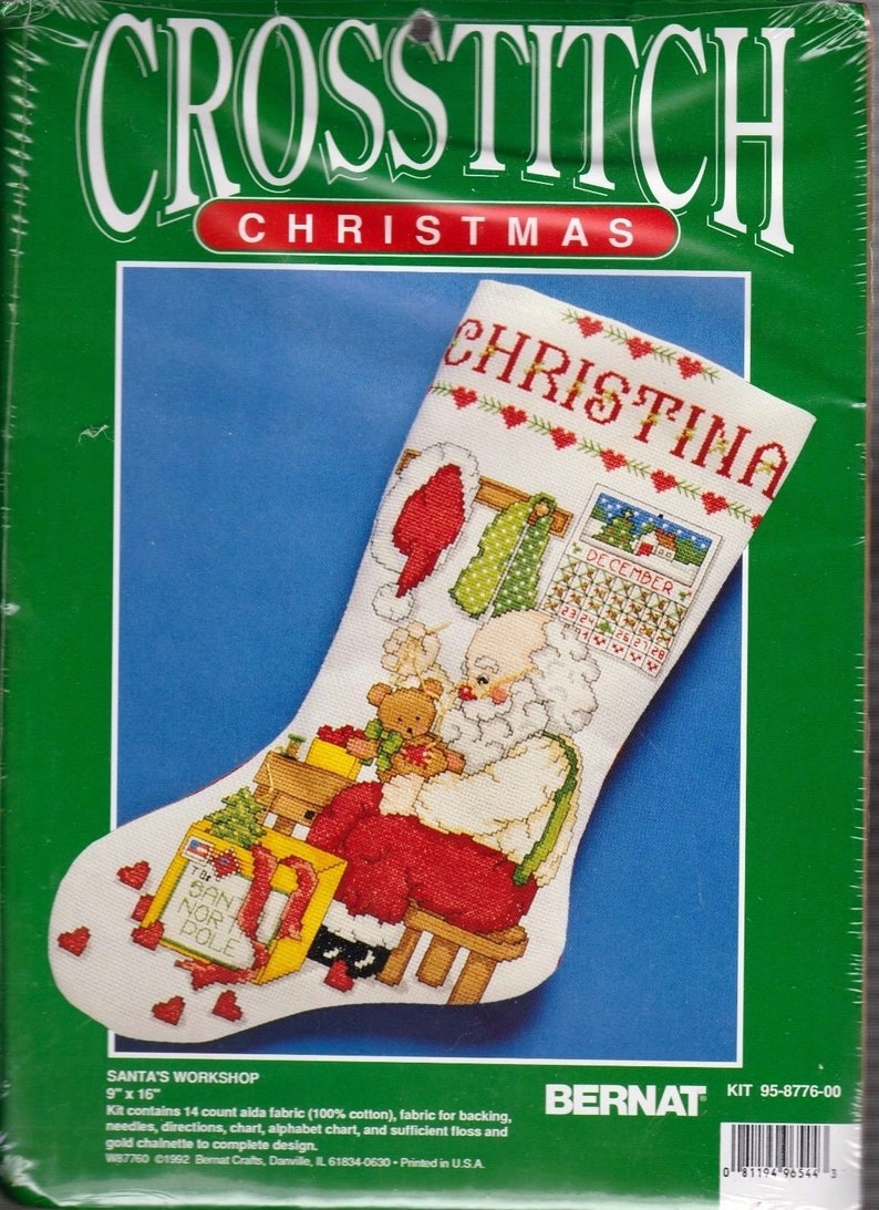 Bernat Santas Workshop Toys Christmas Cross Stitch Stocking Kit 95-8776-00