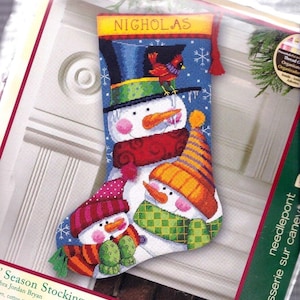 DIY Dimensions Freezin Season Snowman Christmas Needlepoint Stocking Kit 09139
