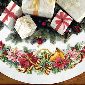 DIY Dimensions Holiday Harmony Christmas Count Cross Stitch Tree Skirt Kit 08939