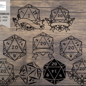 D20 Würfel Digitaler Download, DND Shirt, Matching, Geschenkideen, Nerdy design BFF-Svg | Png | Pdf | Jpg