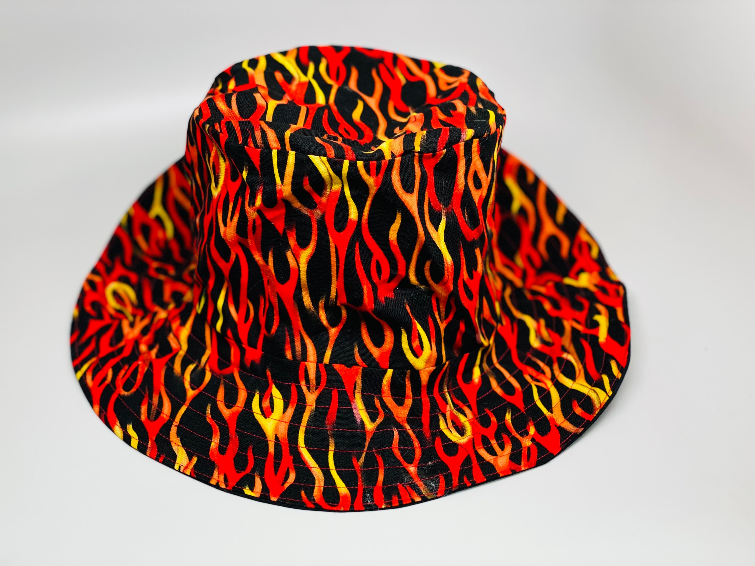 ReversibleFire FlamesBlackSummer Time Bucket Hat Etsy