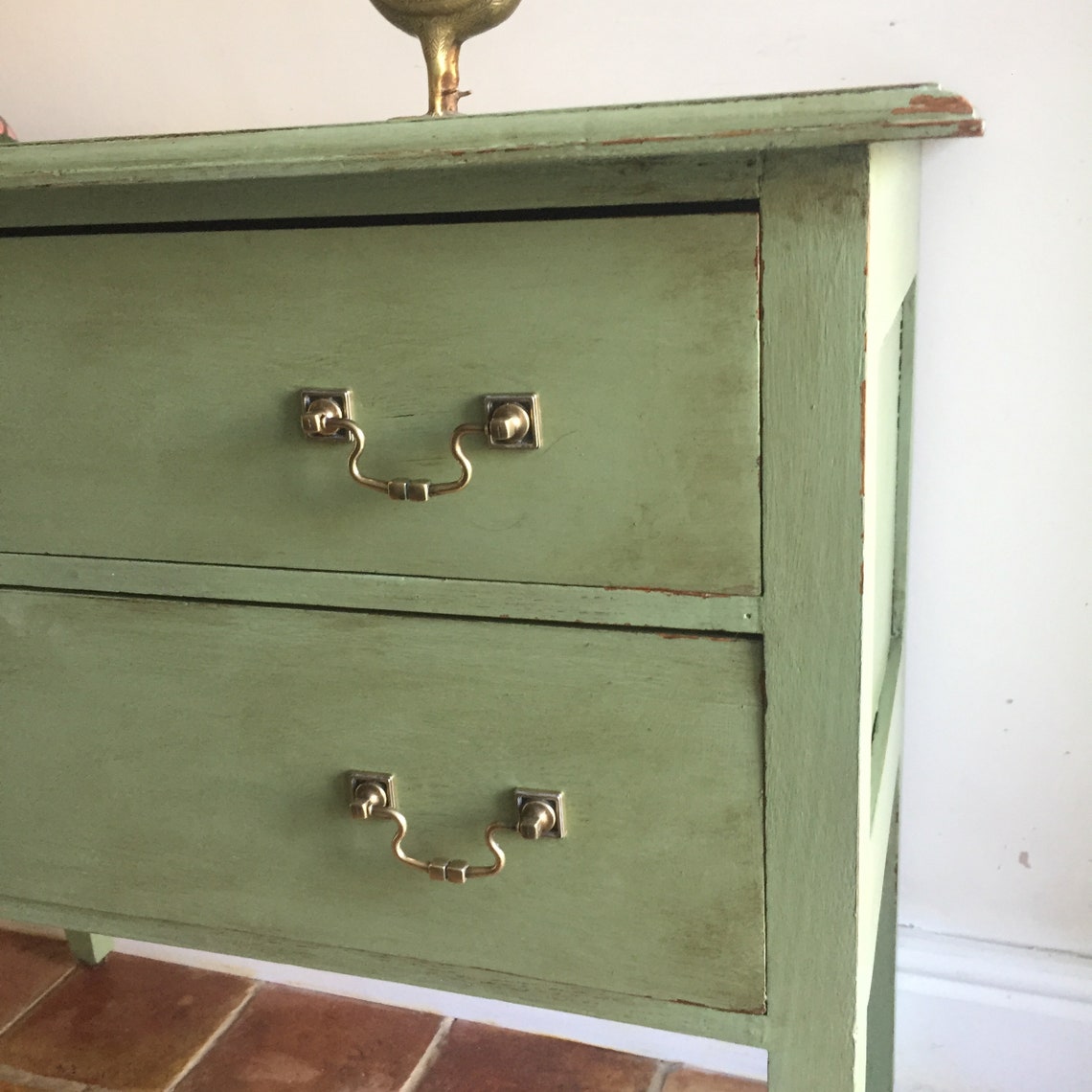 Vintage Hand Painted Green Chest of Drawers Etsy