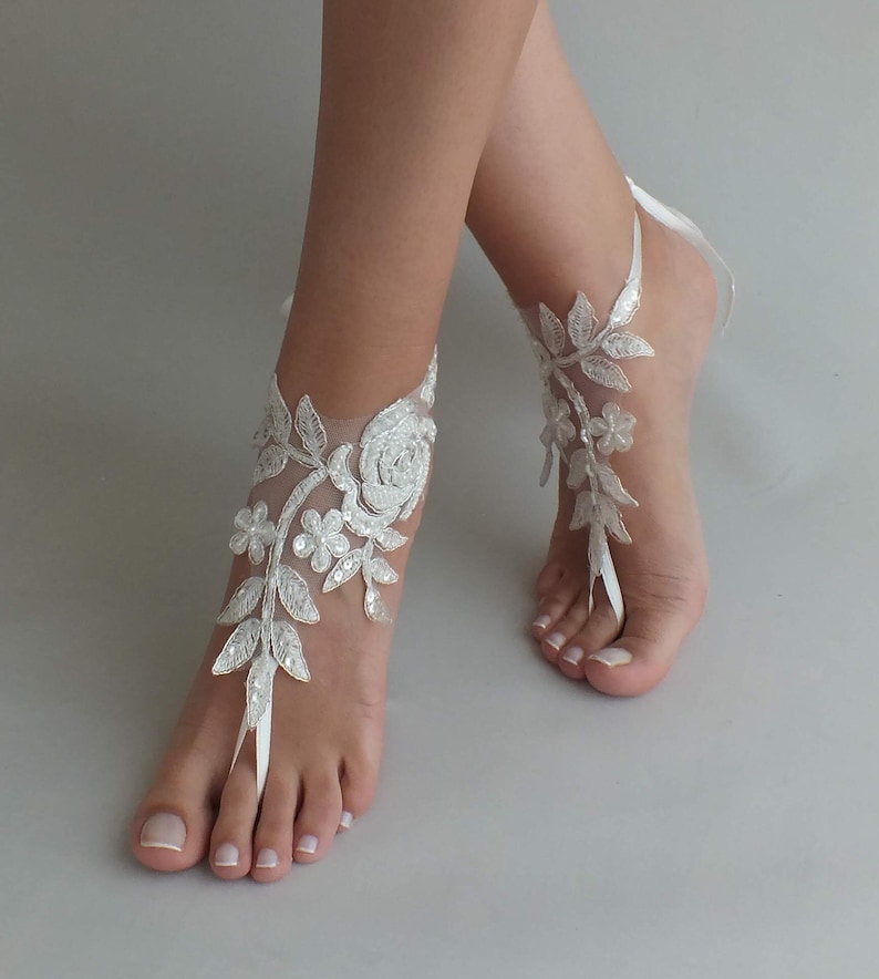 24 Color lace Barefoot sandals Beach wedding barefoot sandals image 0