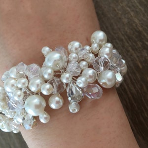 Wedding Bracelet, Rhinestone Bridal Bracelet, Bridal Cuff, Rhinestone bracelet, Crystal Pearl Bracelet, Wedding Jewelry, Rhinestone Cuff, image 4