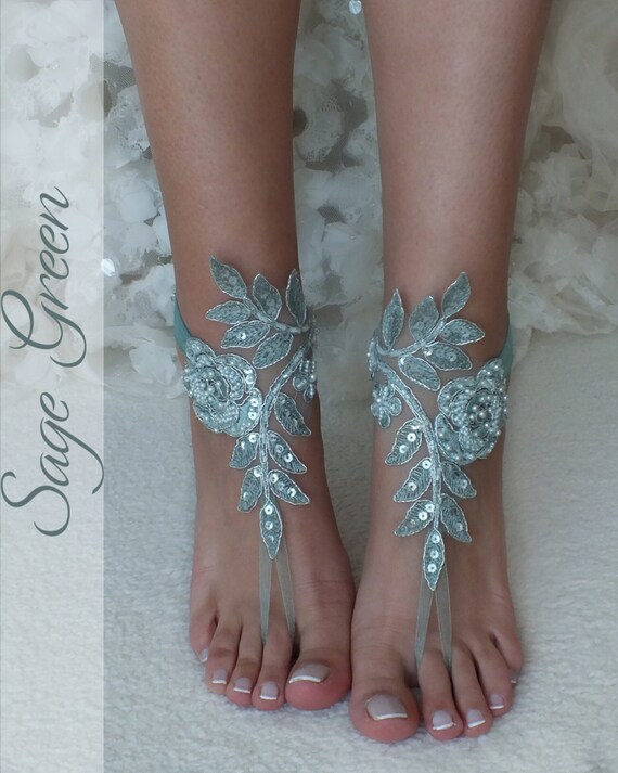 lace barefoot sandals wedding